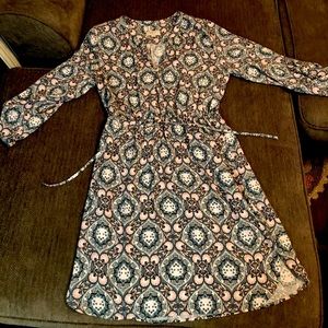 Awesome dress, LOFT, swirly floral on gray